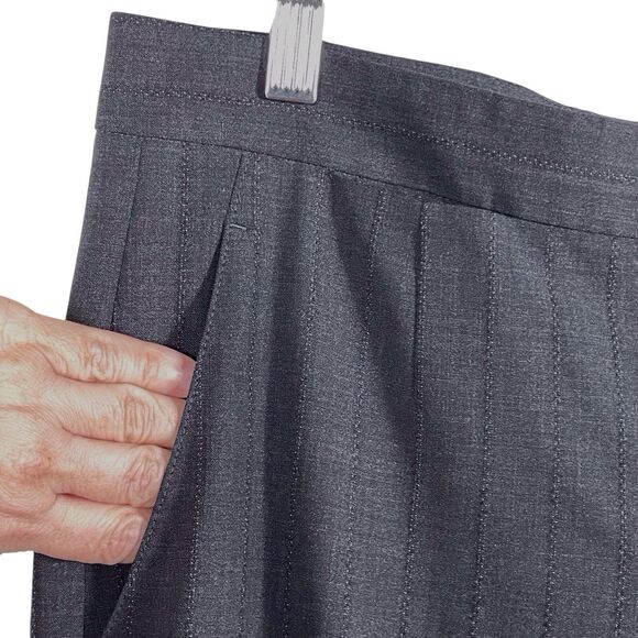 THEORY Tecila Wool Blend Dress Pants Size 10 Gray Pinstripe Straight Wide Leg - Picture 9 of 16